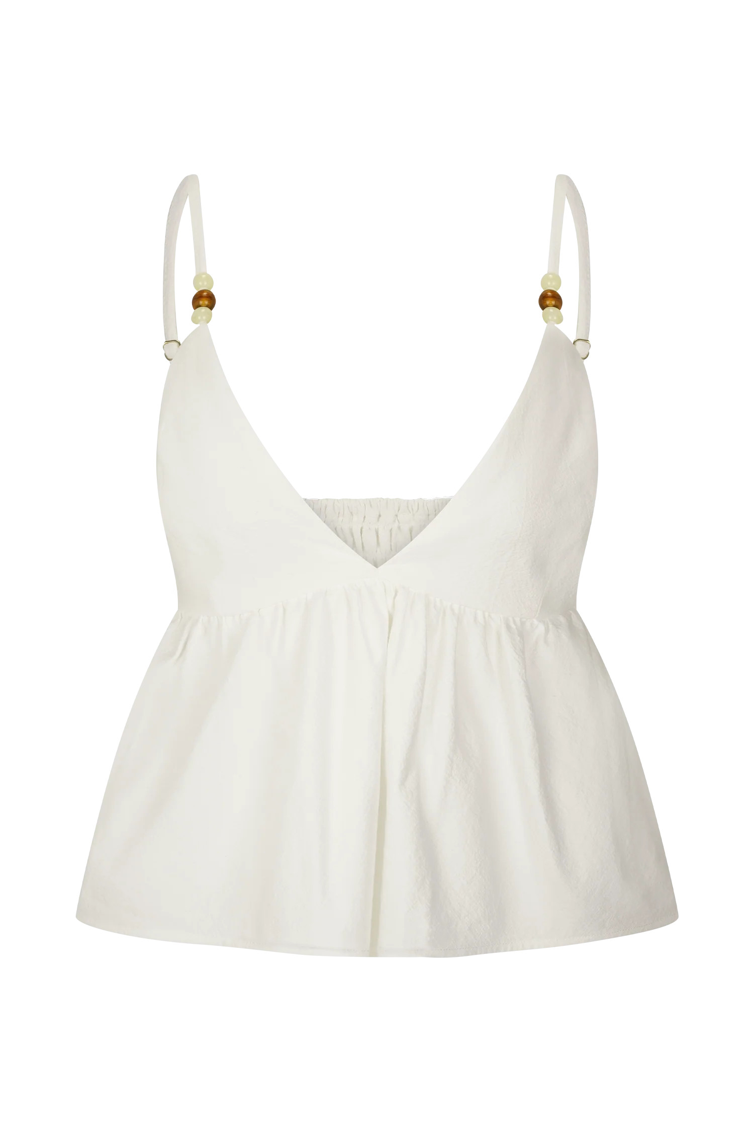 Janayia Cotton Beaded Top - White | MESHKI US