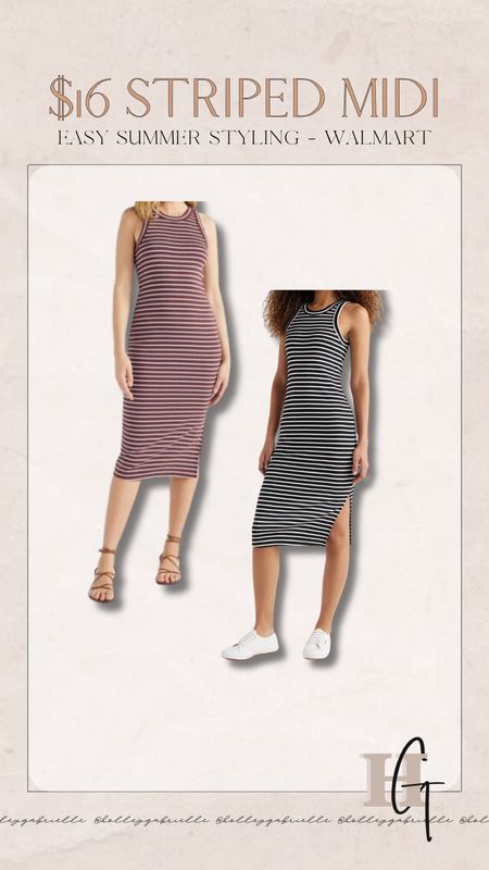 Striped fitted midi dress✨🤍🤌🏼only $16! Perfect to pair w/ a tee over top or on its own w/ some fun accessories! ☺️

Walmart finds / under $20 / Amazon finds / Holley Gabrielle / Casual / summer style 

#LTKSeasonal #LTKStyleTip #LTKFindsUnder50