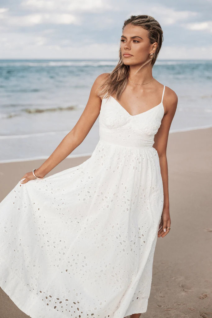 Yasmin Midi Dress - White | Petal & Pup (US)