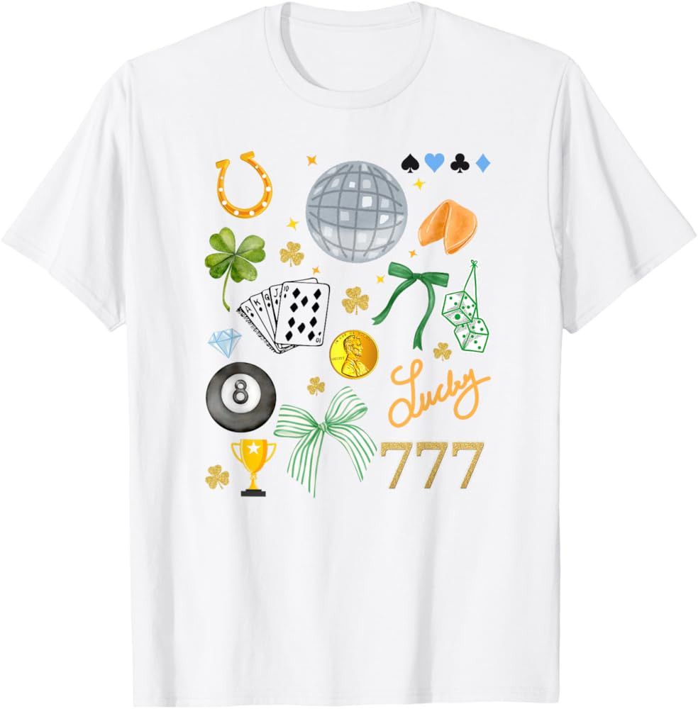 Lucky Girl Fortune Good Luck Charms Collage T-Shirt | Amazon (US)
