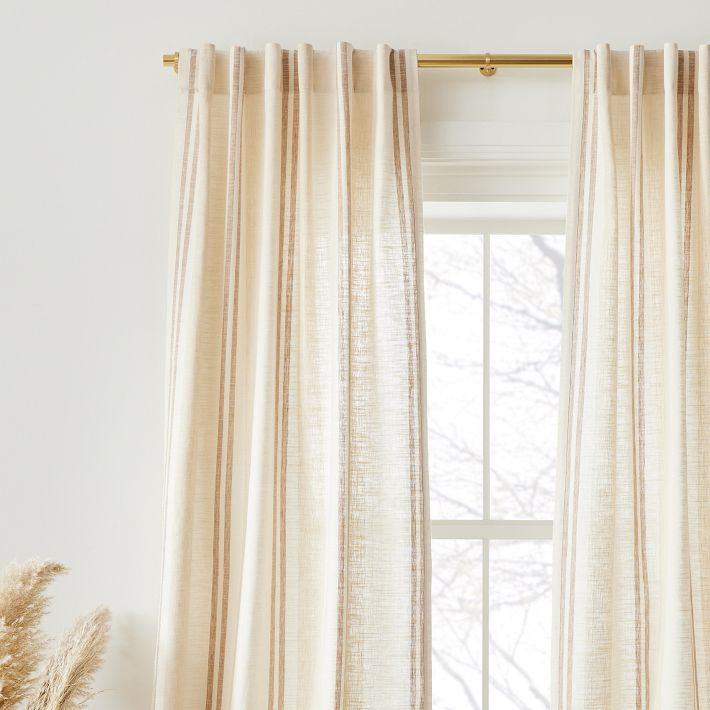 Textured Luxe Stripe Linen Curtain - Sand | West Elm (US)