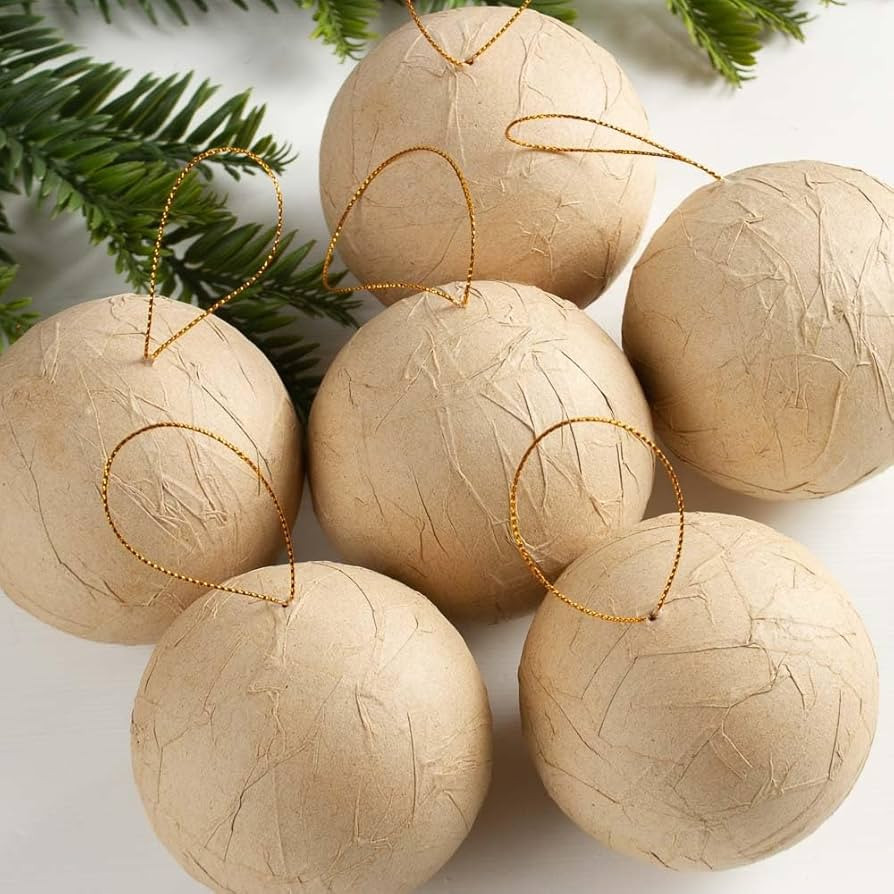 Paper Mache Textured Ball Ornaments - Pack of 12 DIY Premade Papier Mache 3-1/8 inch Ornament Bal... | Amazon (US)