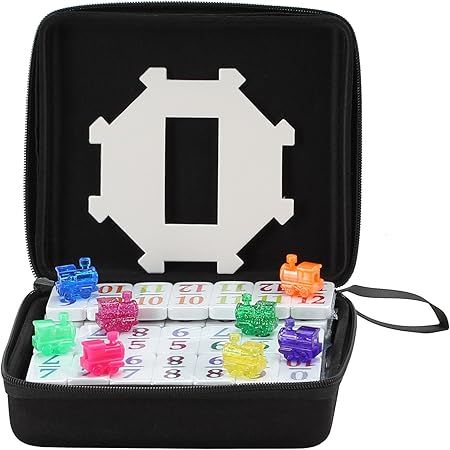 Double 12 Mexican Train Number Dominoes to Go Travel Size with Zip Up Case, Hub & 8 Domino Trains | Amazon (US)