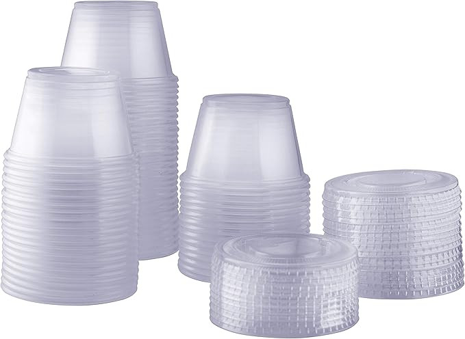 [100 Sets - 4 oz.] Plastic Disposable Portion Cups With Lids, Souffle Cups, Jello Cups | Amazon (US)