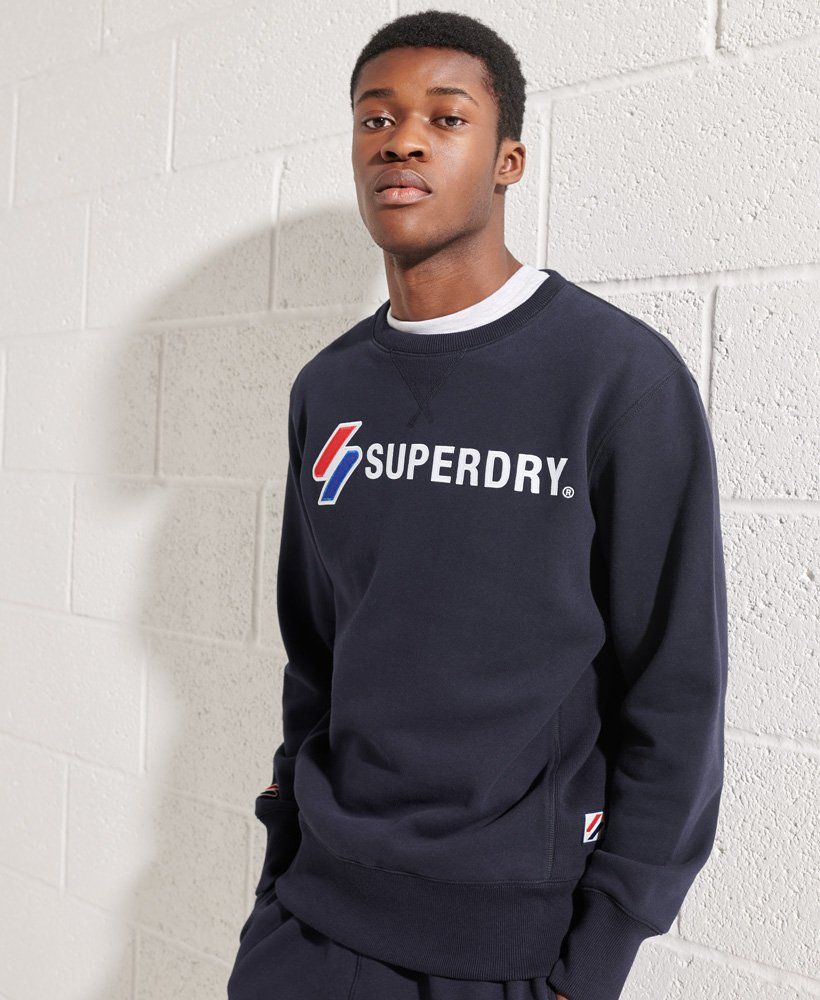 Mens - Sportstyle Applique Sweatshirt in Deep Navy | Superdry | Superdry (UK)