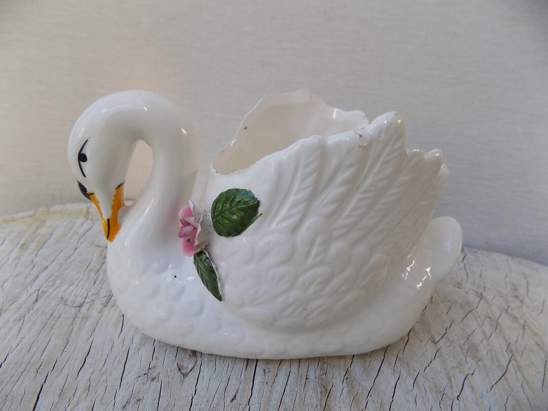 Vintage Ceramic Swan Planter | Etsy (US)