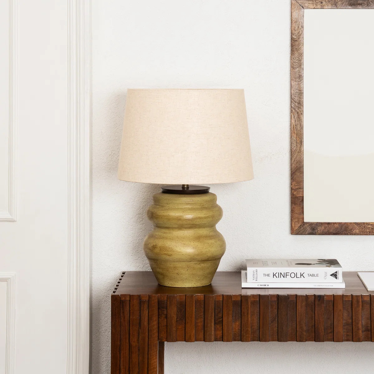 Modern Table Lamp 22", Accent Lighting for Living Room or Bedside, Solid Wood Textured Base with ... | Wayfair North America