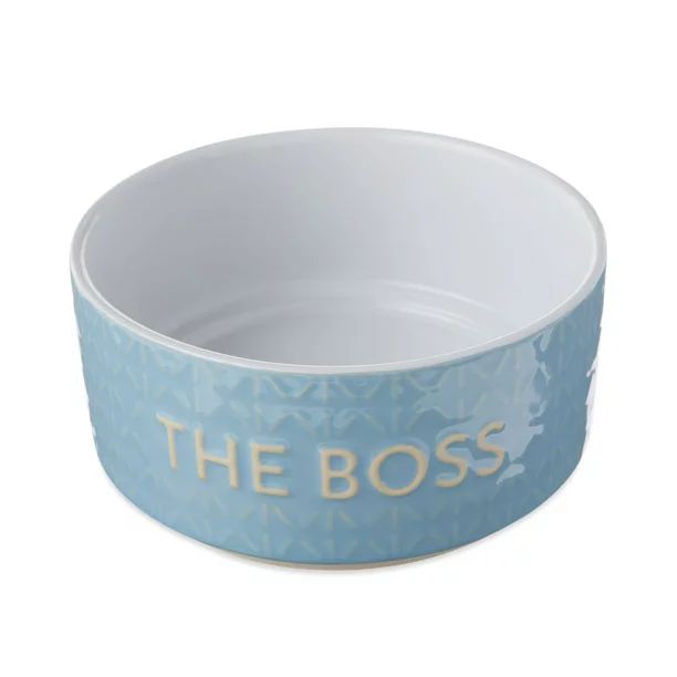 Vibrant Life "The Boss" Ceramic Dog Bowl, Light Blue, Medium | Walmart (US)