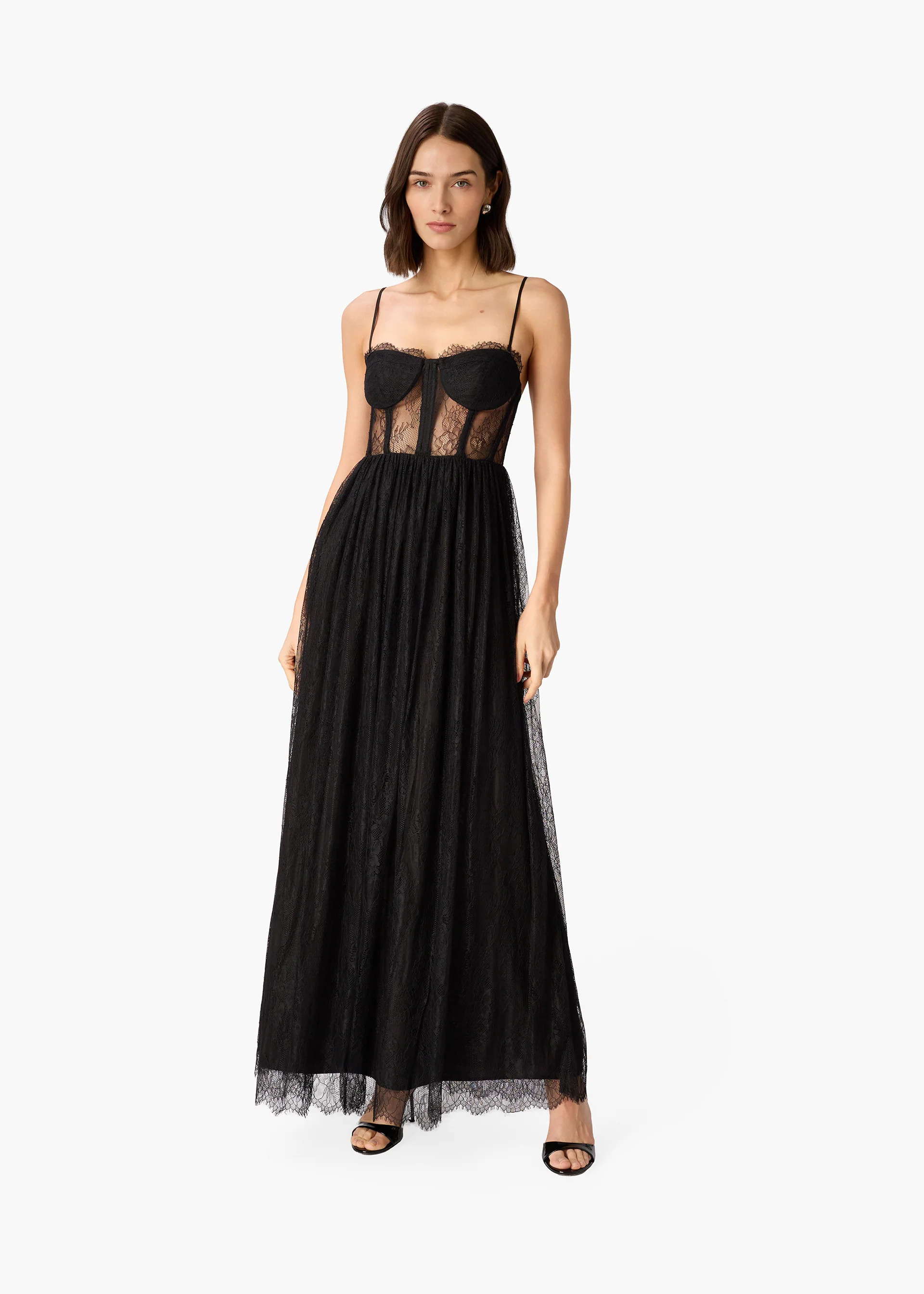Archer Corset Lace Gown Black | CAMI NYC