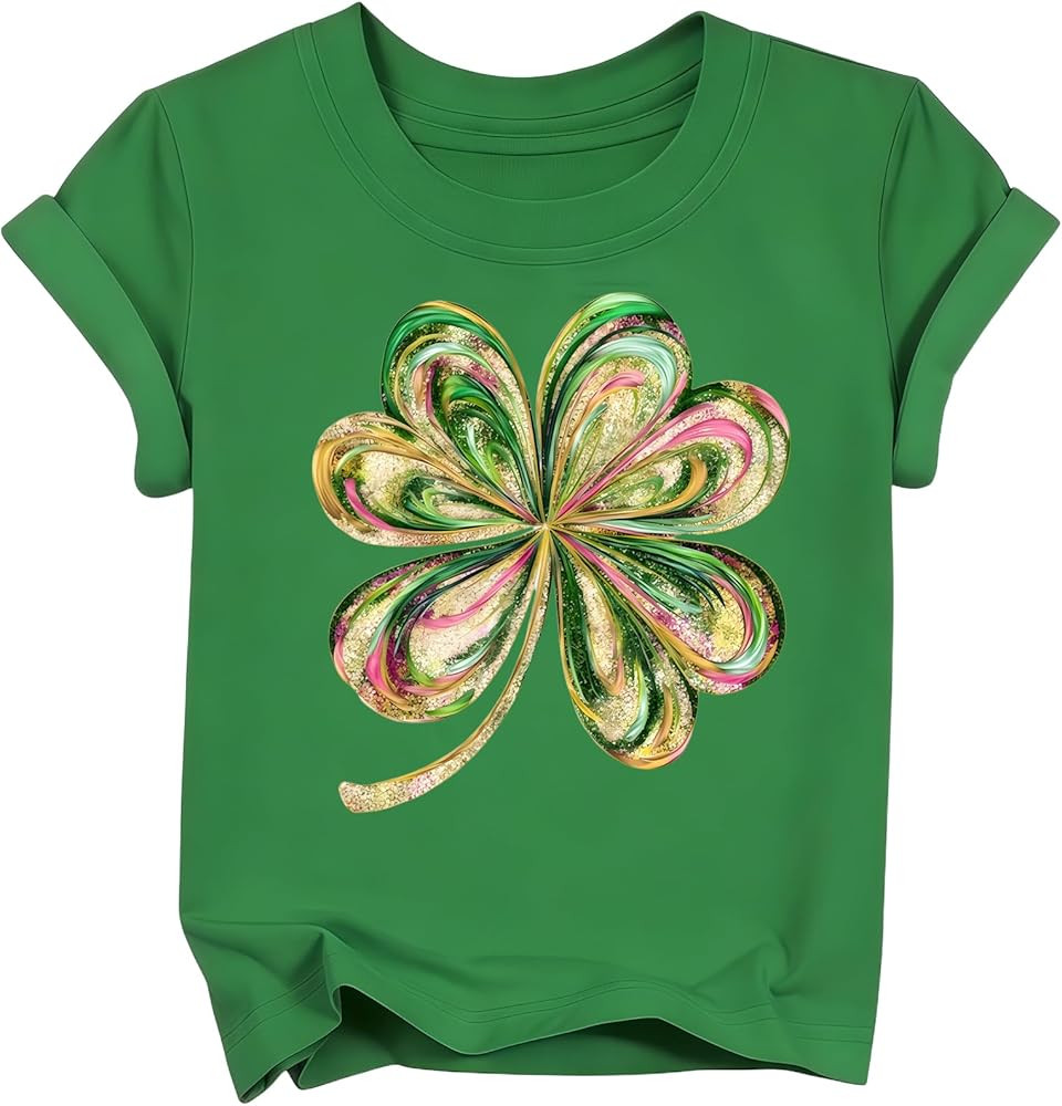 Girls Boys St. Patrick’s Day Shirt Kids Lucky Shamrock T-Shirts Toddler Irish Clover Short Slee... | Amazon (US)