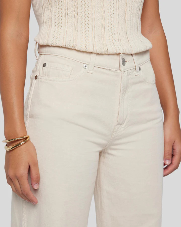 Linen Lotta Jean in Oat | 7 For All Mankind | 7 For All Mankind