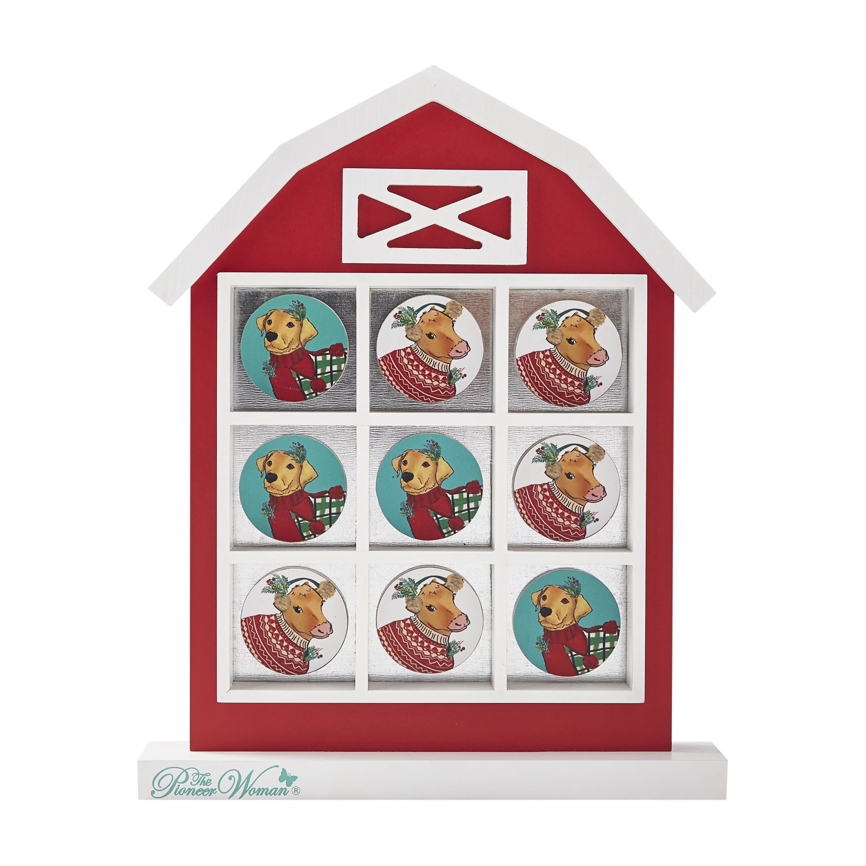 The Pioneer Woman Multi-Color Holiday Barn MDF Tic-Tac-Toe Game | Walmart (US)