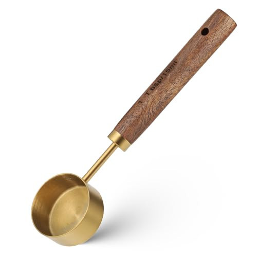 Stainless Steel Wood 1 Teaspoon Scoop, 1 Tablespoon Coffee Scoop, Wood Long Handle Coffee-Bean Scoops, Measuring Scoops for Coffee, Tea, Spices (15ML, 6 Inch) | Amazon (US)