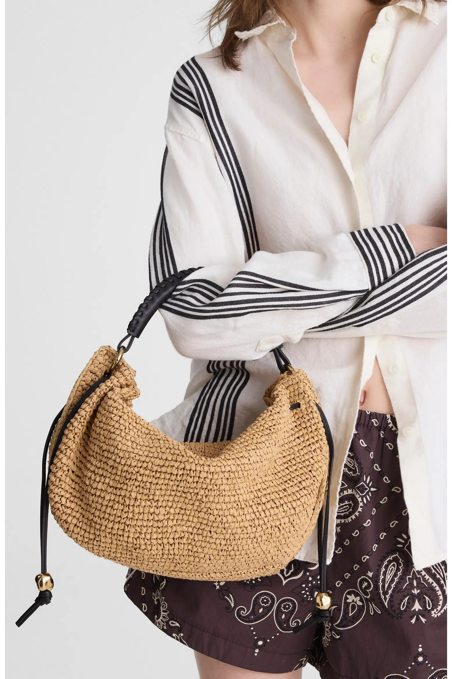 The Camren Gathered Shoulder Bag in Raffia (Women) | Nordstrom | Nordstrom