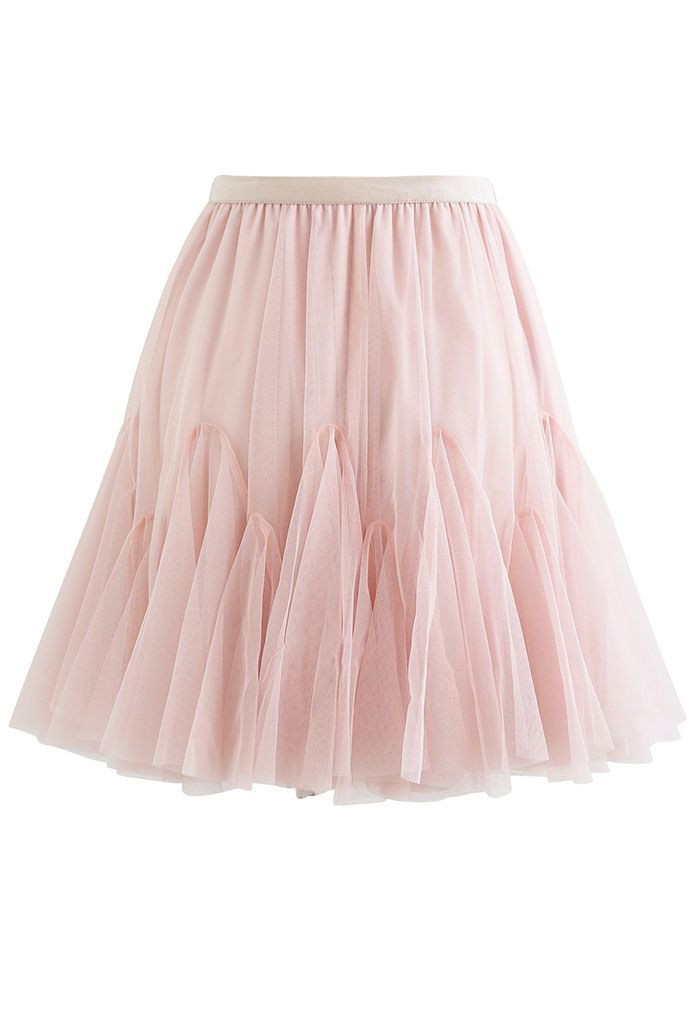 Ruffle Hem Mesh Tulle Mini Skirt in Pink | Chicwish