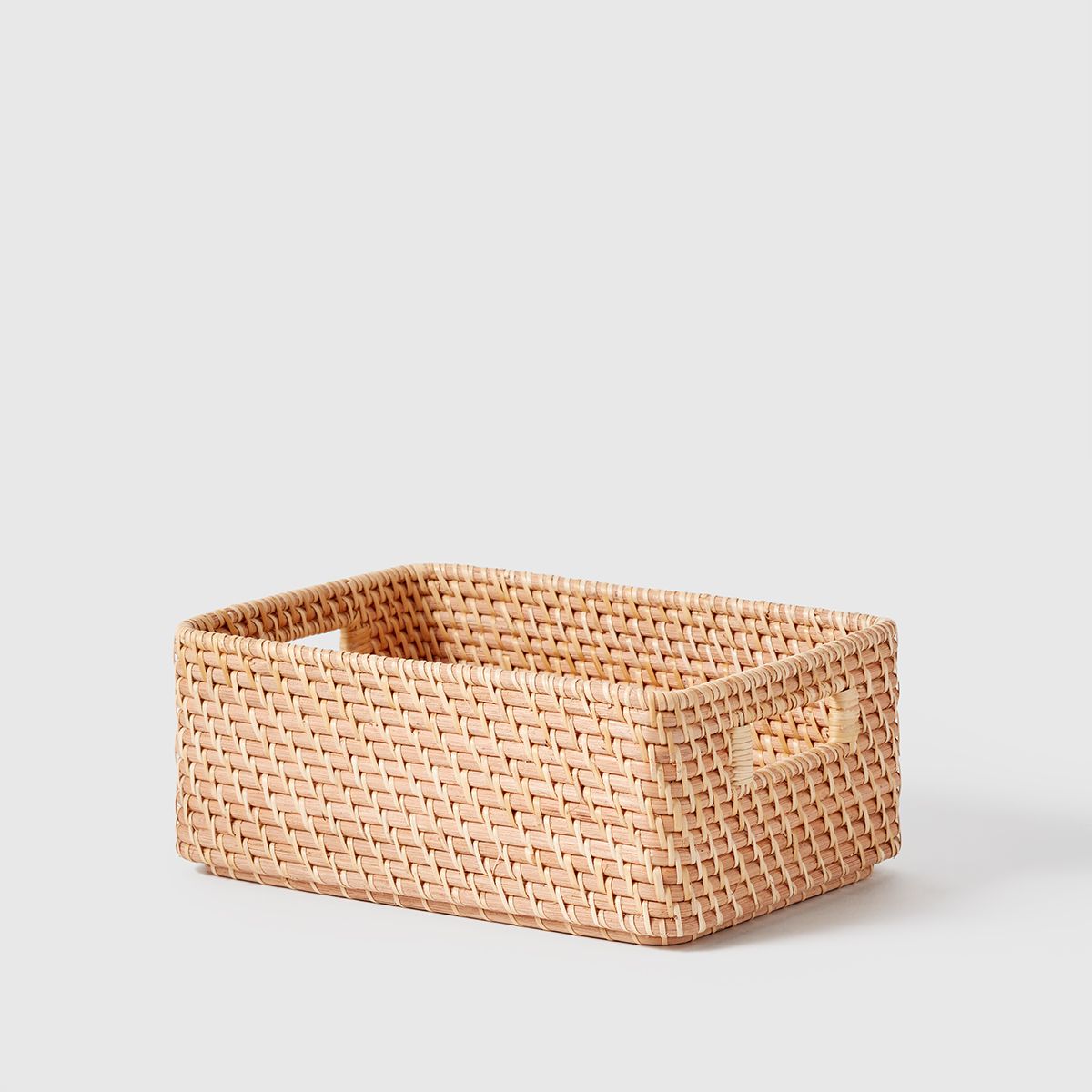 Marie Kondo Medium Ori Curved Rattan Bin Honey Natural | The Container Store