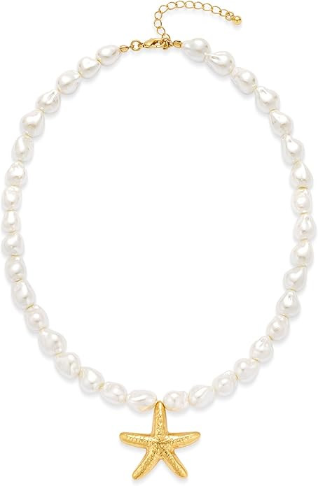 Delicate Starfish Pendant Necklace, Gold and Silver Tone Twisted Chain Beach Jewelry for Women - ... | Amazon (US)