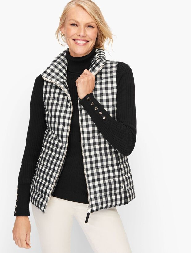 Down Puffer Vest - Buffalo Check | Talbots