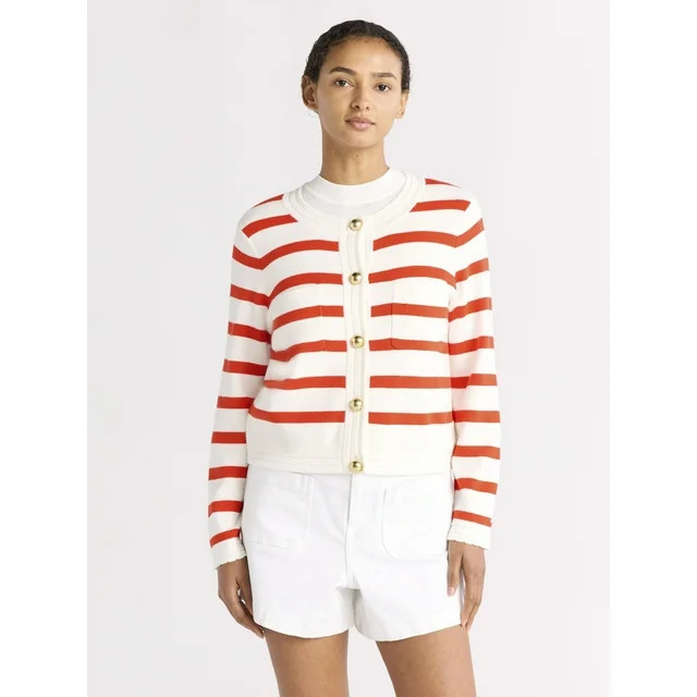 Free Assembly Women's Pocket Cardigan Sweater with Long Sleeves, Sizes XS-XXL | Walmart (US)