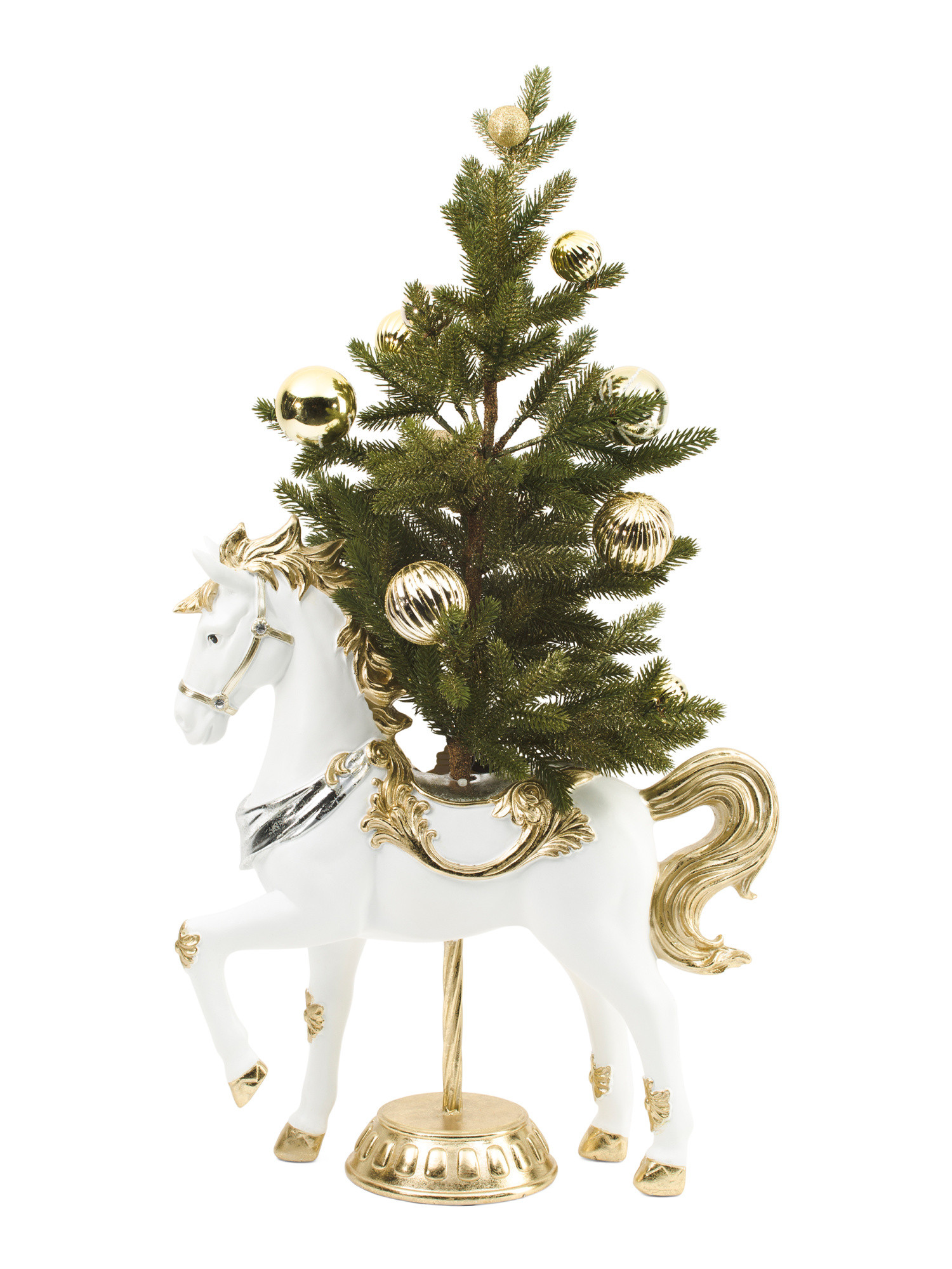 18x33 Faux Potted Led Pine Tree In Unicorn With Ornaments | Marshalls