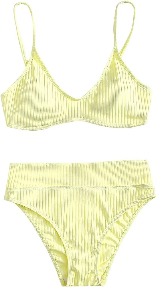 SOLY HUX Women's Print Tie Back Triangle Bikini Bathing Suits 2 Piece Swimsuits | Amazon (US)
