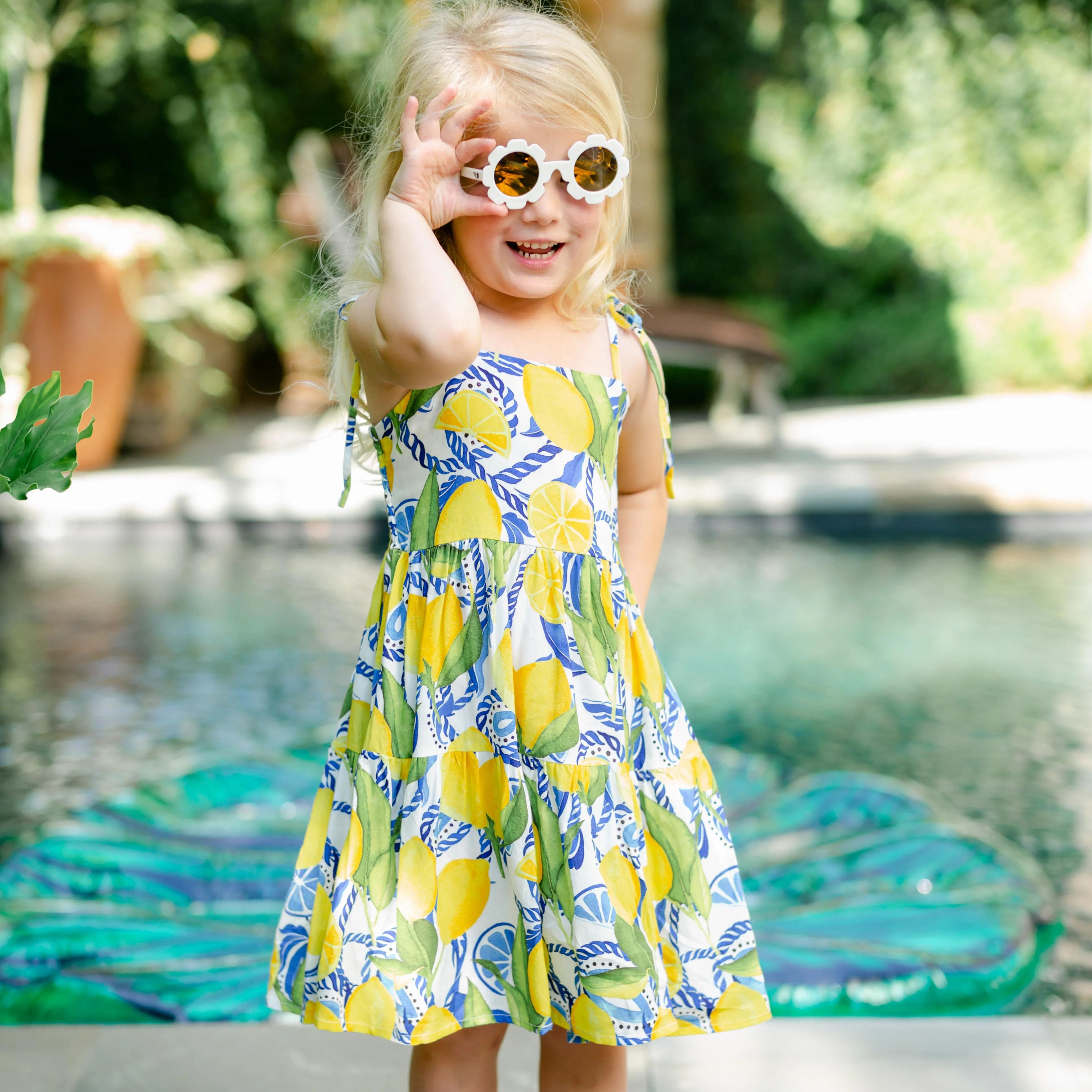 The Positano - Girls Resort Dress by Kenny Flowers | Lemon Print Dress | Kenny Flowers