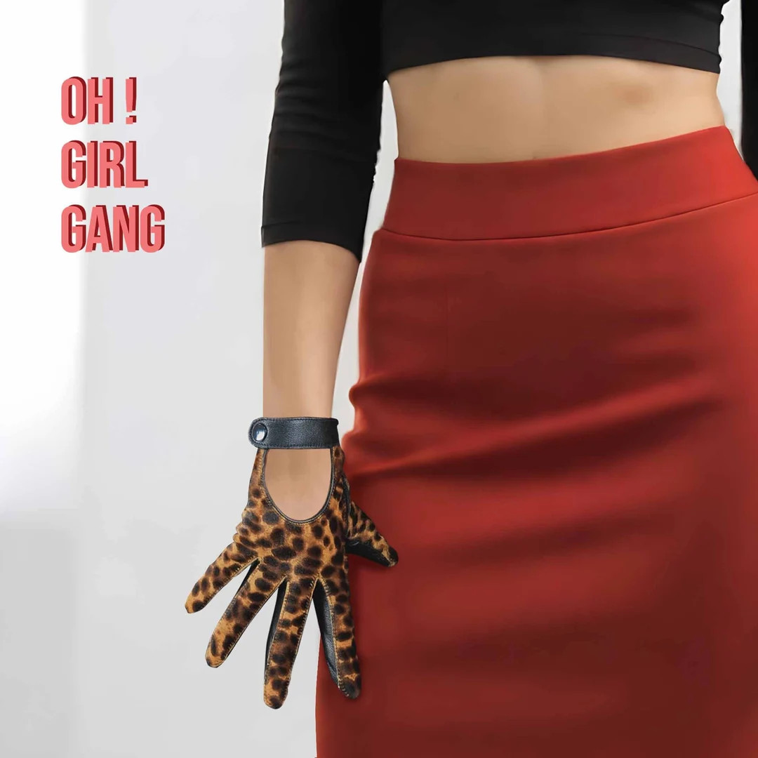 Brown, Leopard Print Leather Short Gloves – Touchscreen Biker Accessory in Zebra Print, Black | Etsy (US)