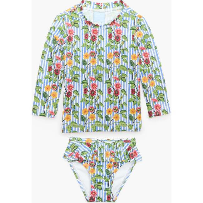 Hill House Home | The Tiny Ariel Rashguard Set, Geranium Stripe (Blue, Size 12-18M) | Maisonette | Maisonette