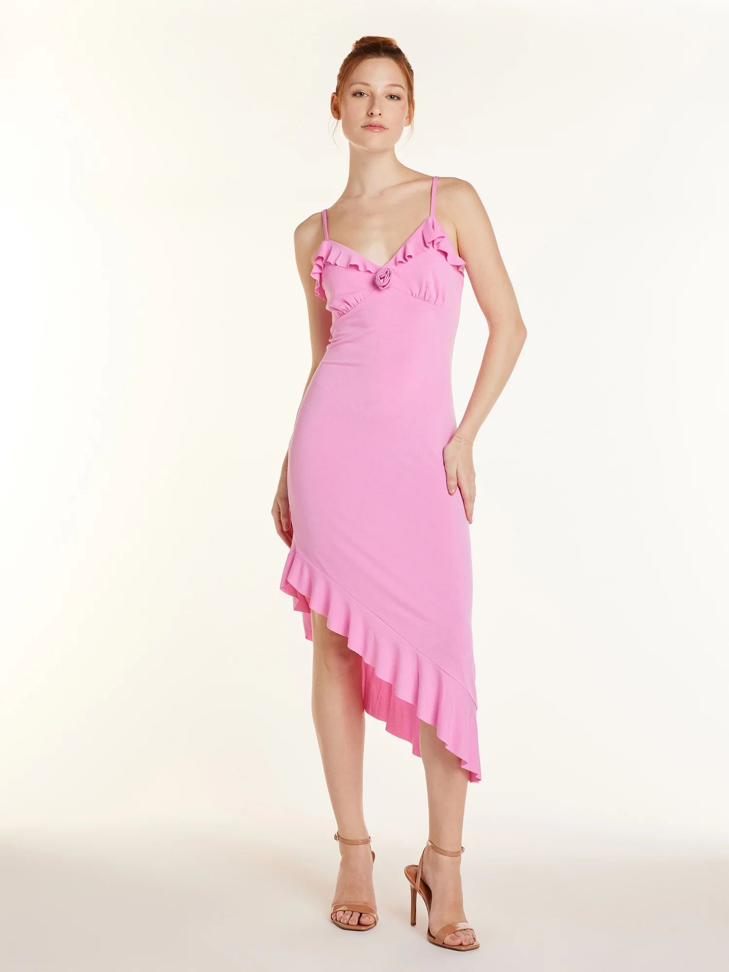 No Boundaries Juniors Rosette Midi Dress, Sizes XS-XXXL | Walmart (US)