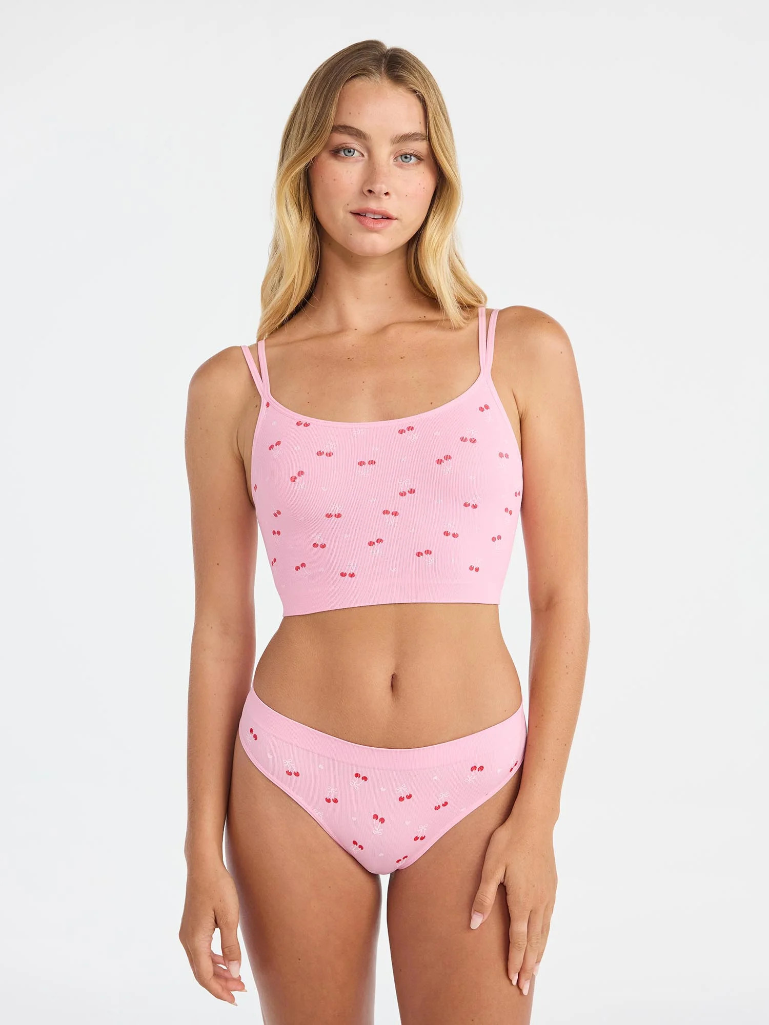 No Boundaries Women’s Seamless Cami Bra & Thong Panty Set, Sizes XS–XXXL | Walmart (US)