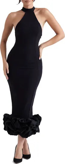 HOUSE OF CB Juniper Halter Neck Ruffle Hem Crepe Cocktail Dress | Nordstrom | Nordstrom
