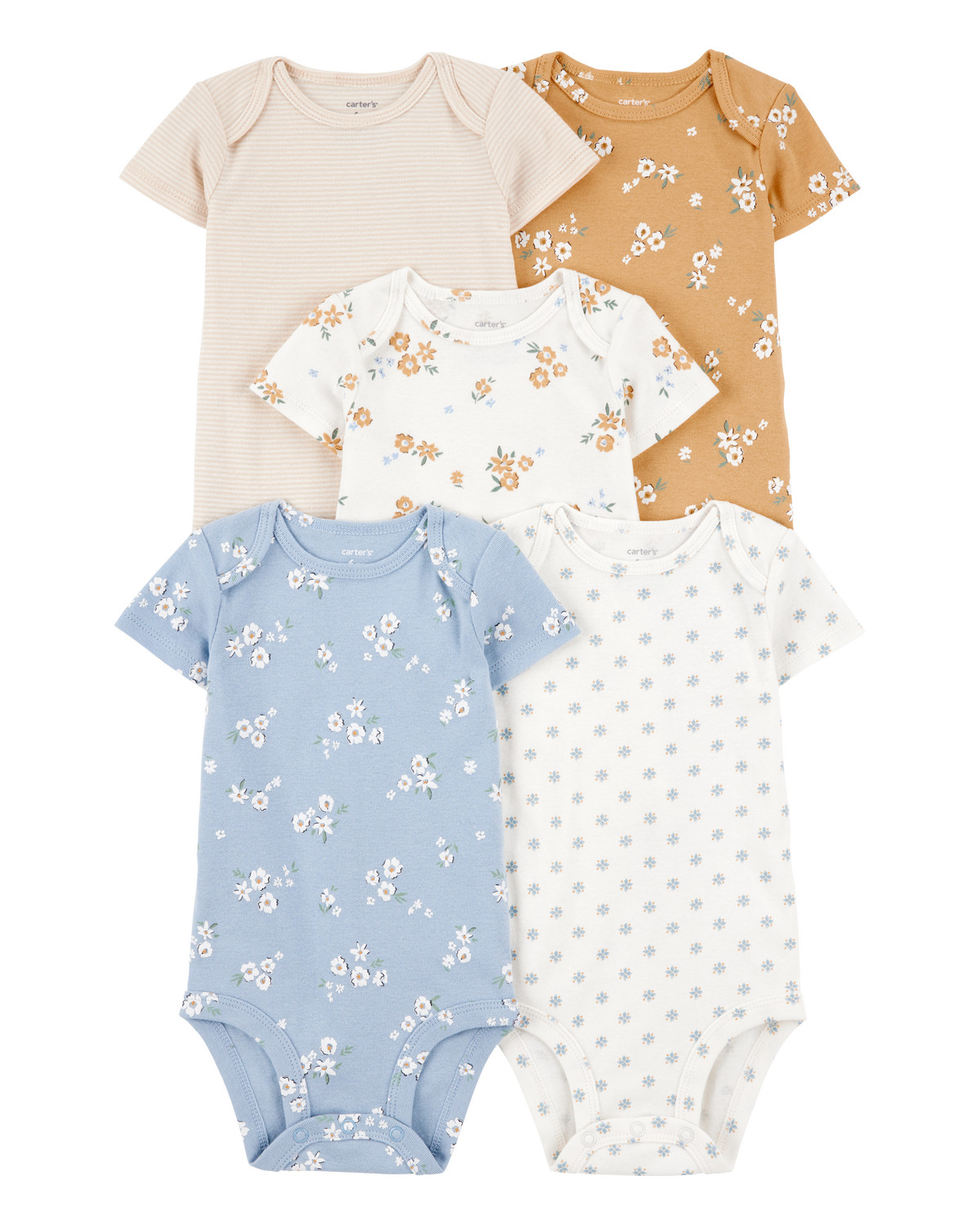 Baby 5-Pack Floral Short-Sleeve Cotton Bodysuits - Carter's | Carter's | Carter's Inc