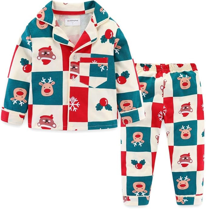 Mud Kingdom Little Boys Girls Pajamas Set Cute Funny Cartoon Button Down | Amazon (US)