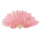 Zucker - Large Ostrich Feather Hand Fan - Flapper Folding Fan Dance, Wedding Accessory, 1920s Vintage Style Costume Party, New Year’s Eve, Halloween Costume, Cosplay - Apricot Blush | Amazon (US)