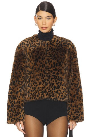 NILI LOTAN Elan Shearling Jacket in Camel Leopard from Revolve.com | Revolve Clothing (Global)