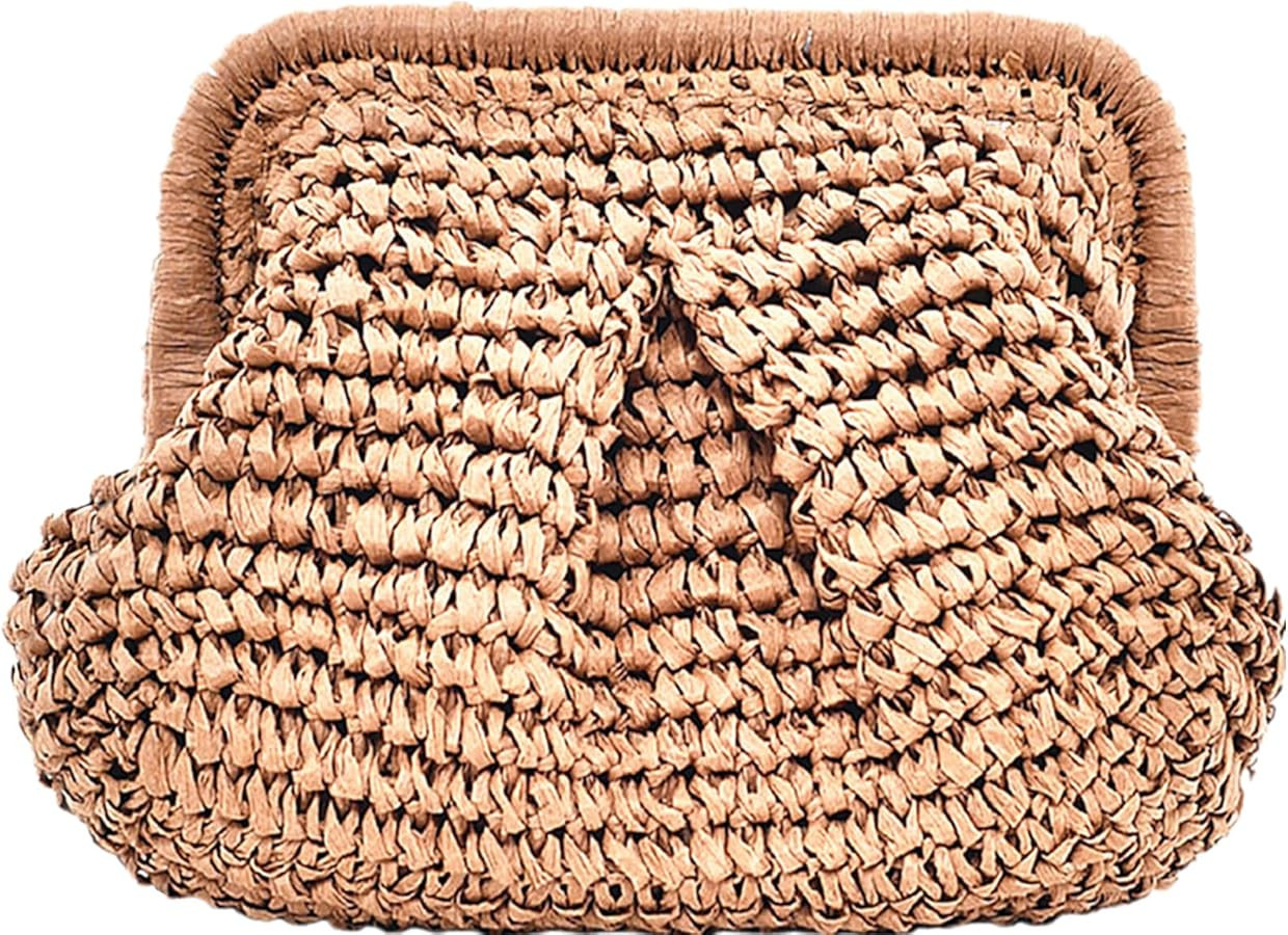 DIHKLCIO Straw Clutch Purses for Women Summer Beach Woven Bag Purse 2025 Cloud Dumpling Pouch Cro... | Amazon (US)