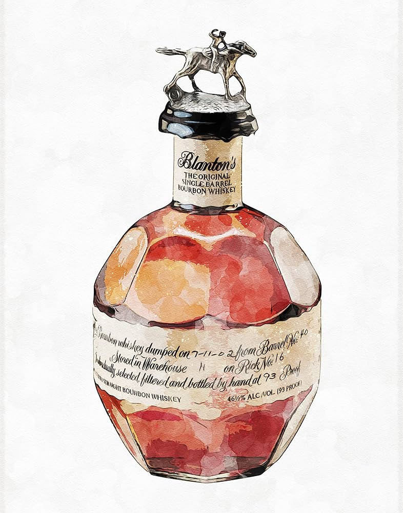 Blanton's Bourbon Watercolor Wall Art Print Posters - Kentucky Bourbon Trail- Great for Bar, Rest... | Amazon (US)