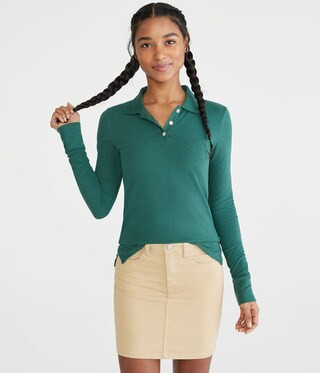 Long Sleeve Uniform Piqué Polo | Aeropostale