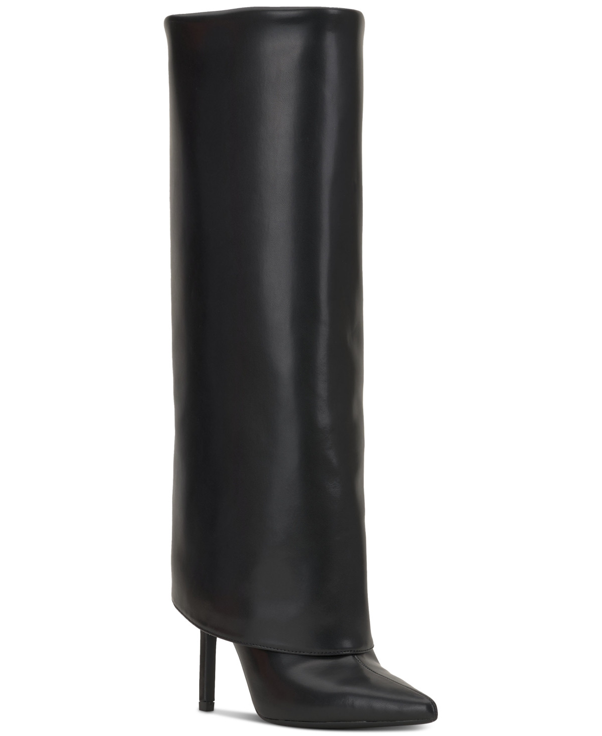 I.n.c. International Concepts Skylar Fold Over Cuffed Knee High Boots, Created for Macy's - Black Smooth | Macy's
