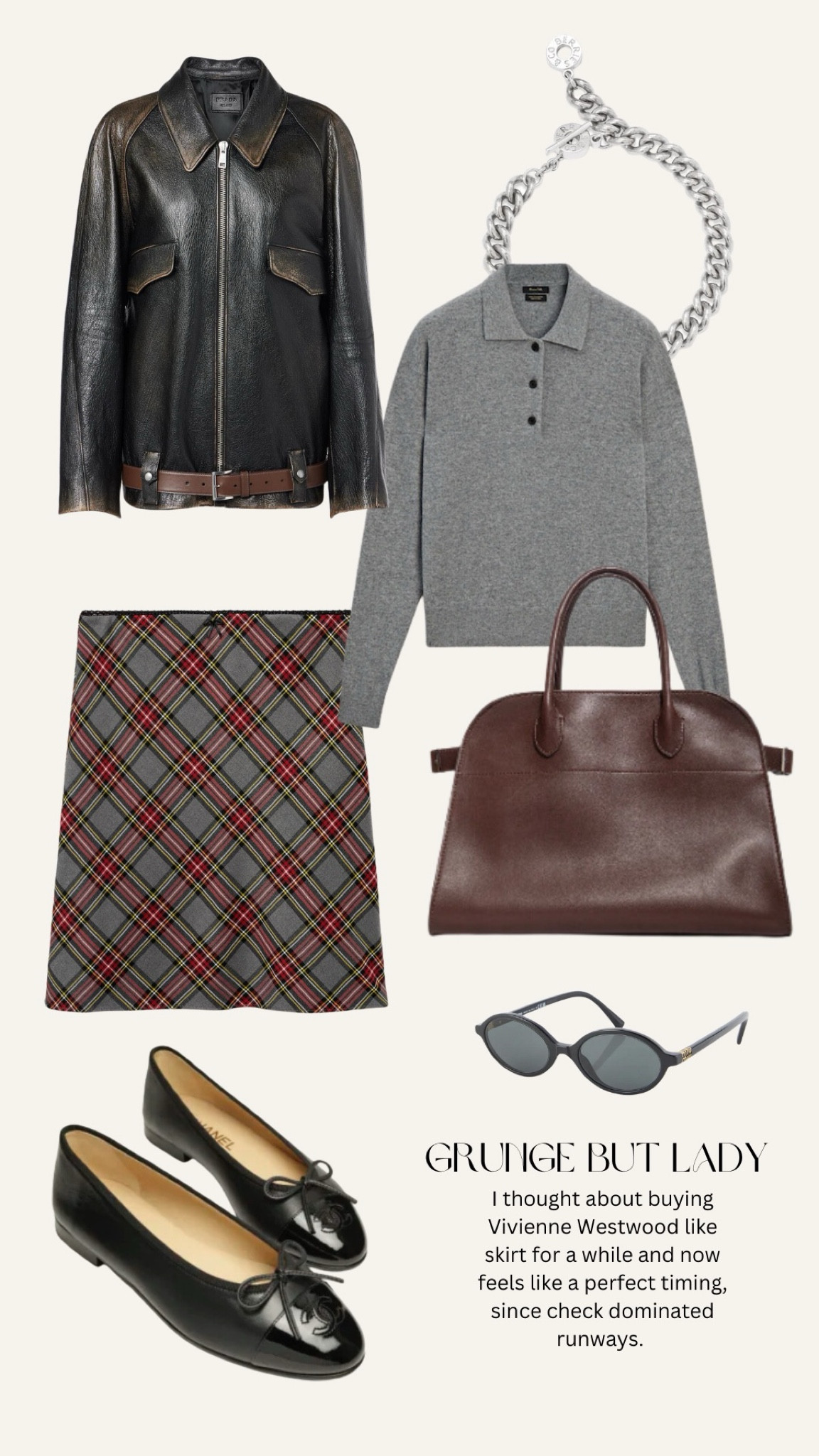 Fall look No.3: grunge skirt and leather jacket paired with burgundy accessories and classic ballet flats#LTKautumn

#LTKworkwear #LTKeurope