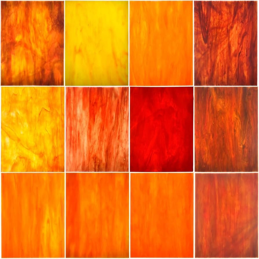 KIPHEPI 12 Sheets Variety Stained Glass Sheets Pack, 4 X 6 Inches Cathedral Art Glass, Glass Mosa... | Amazon (US)