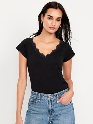 Lace-Trim V-Neck Top | Old Navy (US)