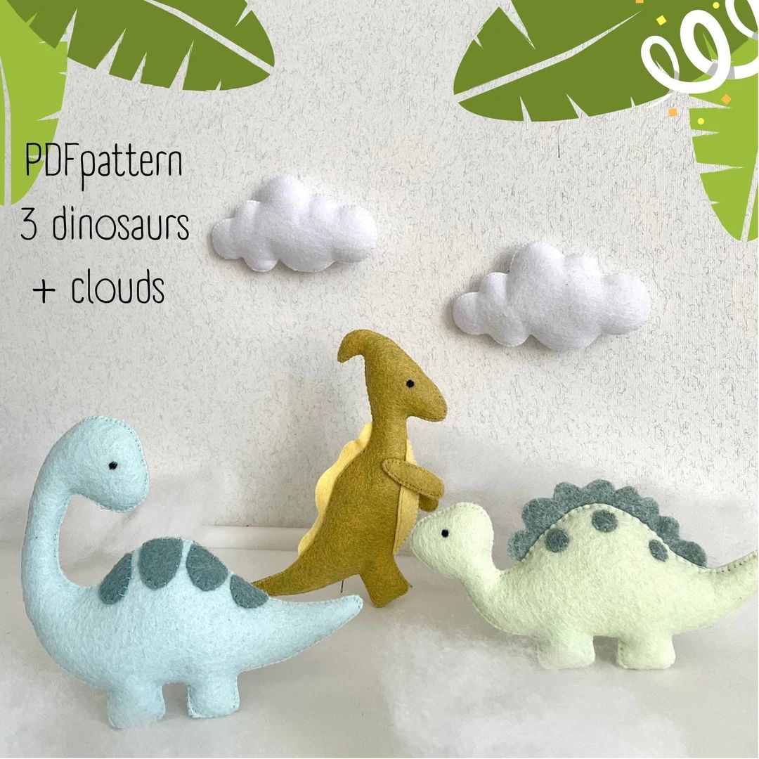 Dinosaur mobile PDF pattern Dinosaur felt, Sewing toy, Easy toy pattern PDF,dino of felt digital ... | Etsy (CAD)