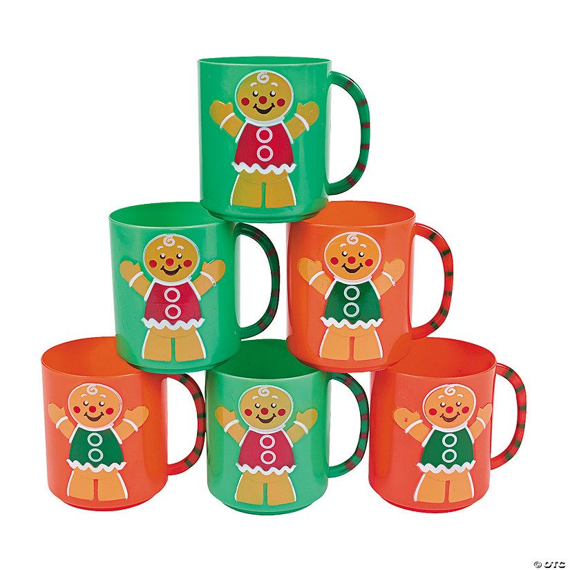 Holiday Gingerbread Man BPA-Free Plastic Mugs - 12 Ct. | Oriental Trading Company