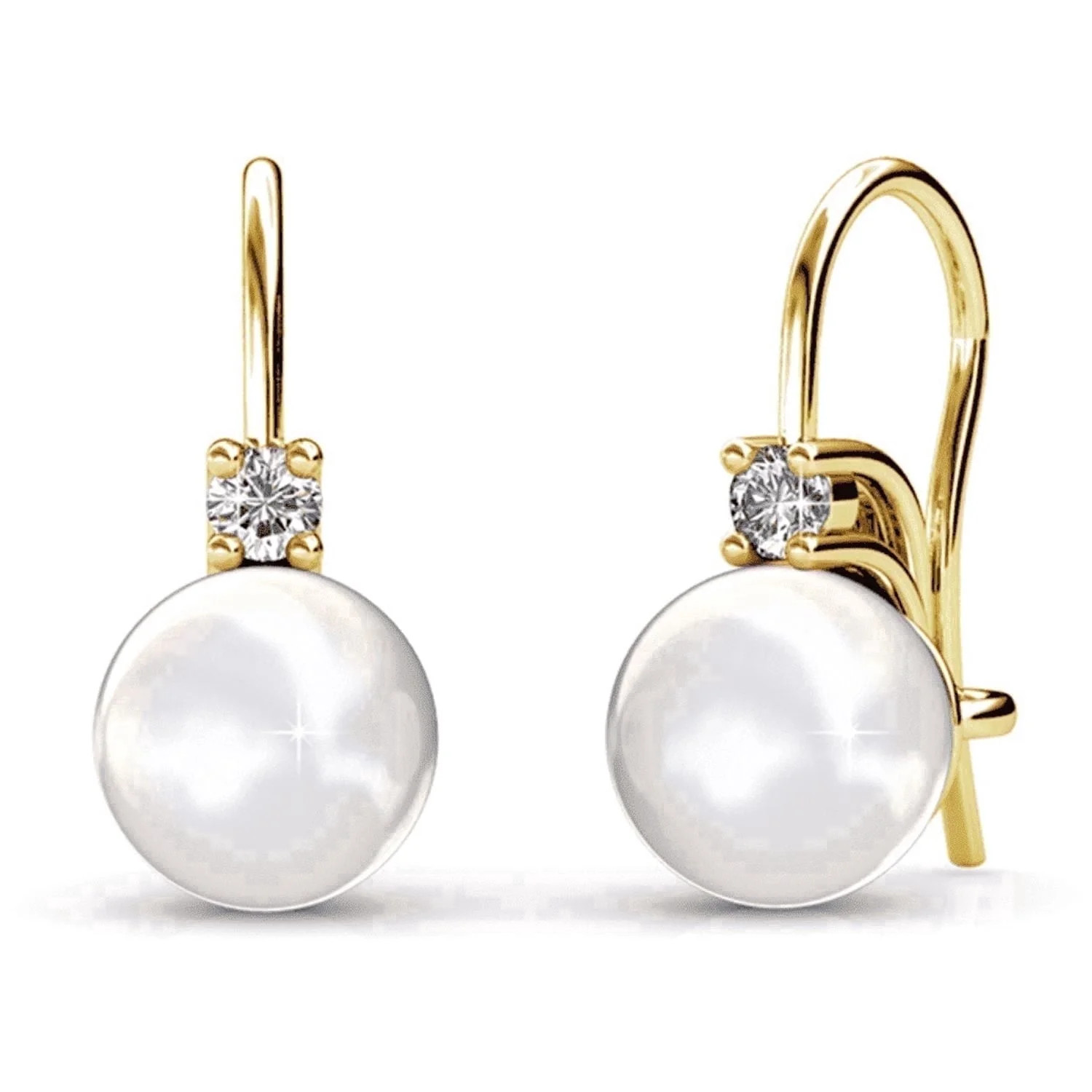 Cate & Chloe Cassie 18k Yellow Gold Plated Shell Pearl Earrings with Swarovski Crystals for Women... | Walmart (US)