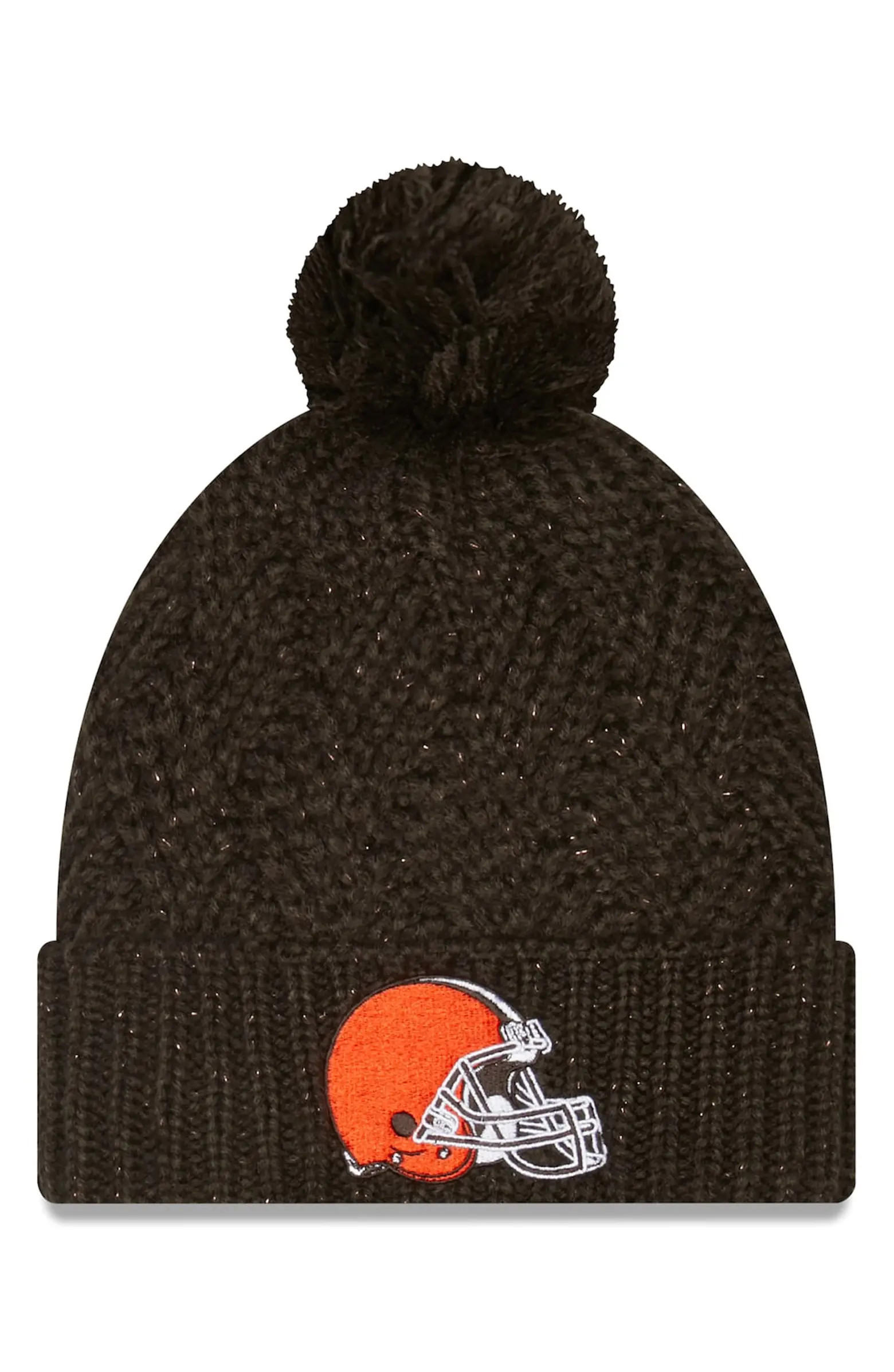 New Era Women's New Era Brown Cleveland Browns Brisk Cuffed Knit Hat with Pom | Nordstrom | Nordstrom