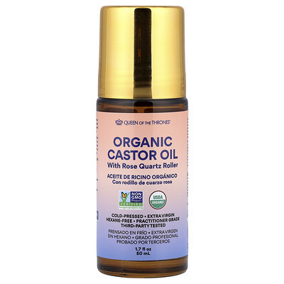 Queen of the Thrones, Organic Castor Oil with Rose Quartz Roller, 1.7 fl oz (50 ml) | iHerb