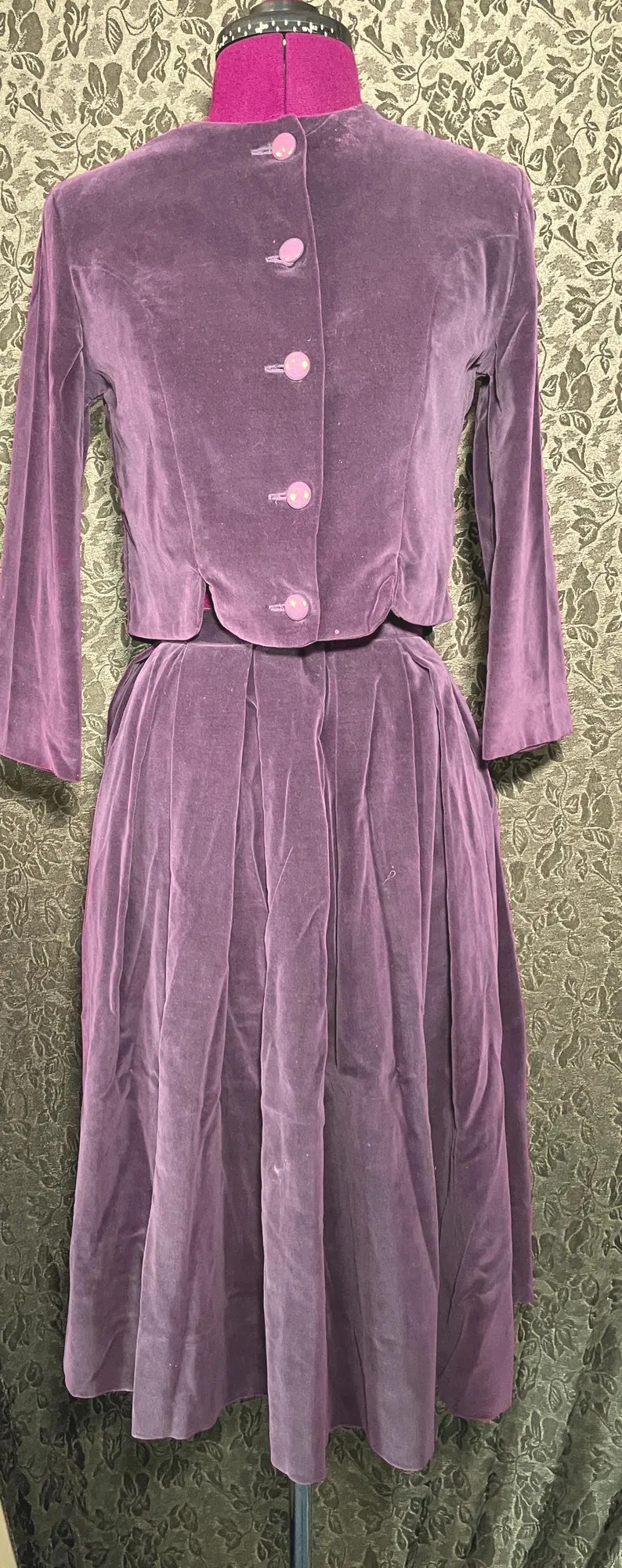 1960s Deep Purple Cotton Velveteen Skirt and Jacket Set, Handmade Vintage Ensemble | Etsy (US)