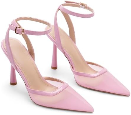 SYHXYHEG Mesh Closed Pointed Toe High Heels for Women | Amazon (US)