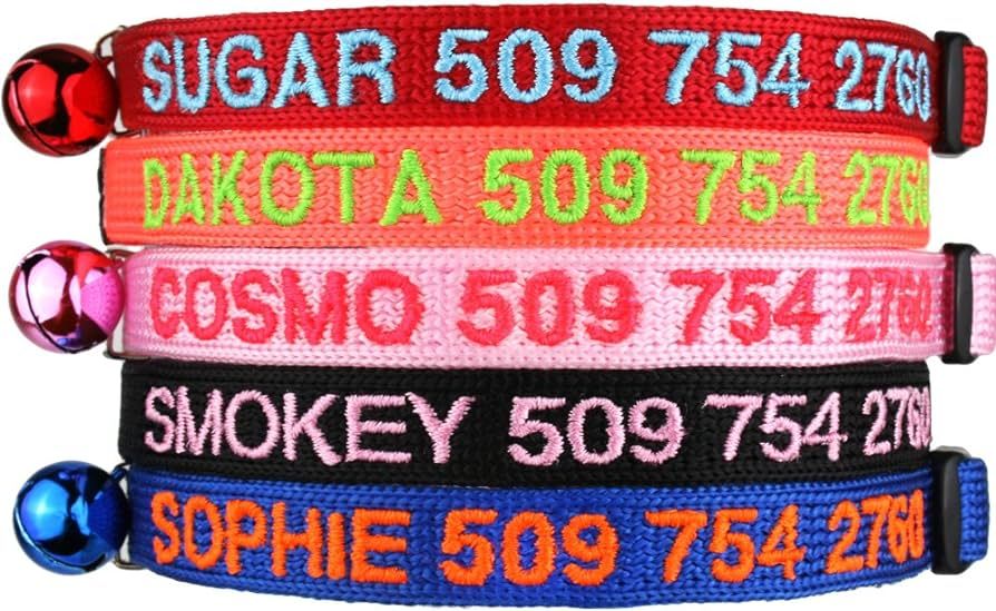 GoTags Personalized Cat Collars with Breakaway Safety Release Buckle, Custom Embroidered Cat Coll... | Amazon (US)